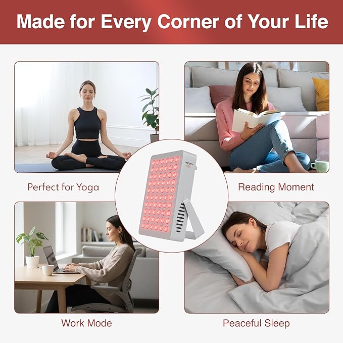 Red Light Therapy Panel for Face and Body, 60 Dual Chip LEDs with Near Infrared Light 660nm & 850nm. Flicker-Free, Optimal Preset Timer for Wellness & Recovery at Home, 300W - Core 1M.