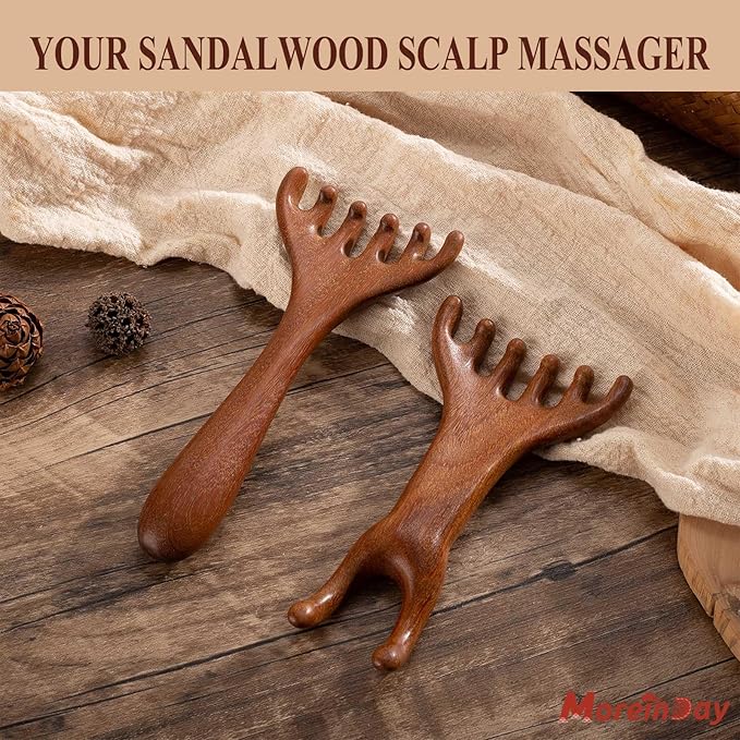 Wooden Scalp Massager, Foot Massage Tool, Scalp Massager Hair Growth - Sandalwood