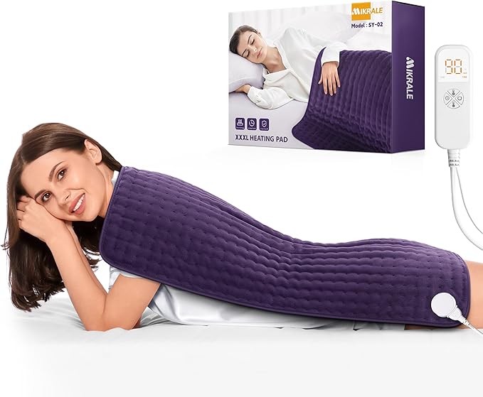 Heating Pad for Back, Neck & Shoulder Pain Relief, 17"x33" Electric Moist/Dry Heat Pad, 6 Heat & 4 Timer Settings, Auto Shut-Off, Machine Washable, Mothers Day Gifts for Mom, Wife, Sister, Women