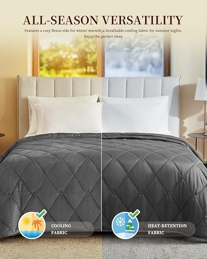 L'AGRATY King Size Weighted Blanket for Adults 30lbs, 88"x104" — Cooling Breathable Heavy Blanket with Glass Beads for Sleeping Perfect for Hot Sleepers & Couples Machine Washable All-Season Grey