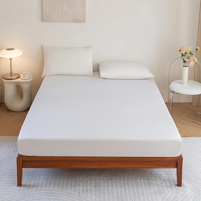 Levoo Grounding Sheets Queen 90% Organic Cotton + 10% Pure Silver Fitted Grounded Sheet for Healthy Sleep Therapy Earth Connected Bed Sheet with Long Grounding Cord (White 60"x 80"x 16")