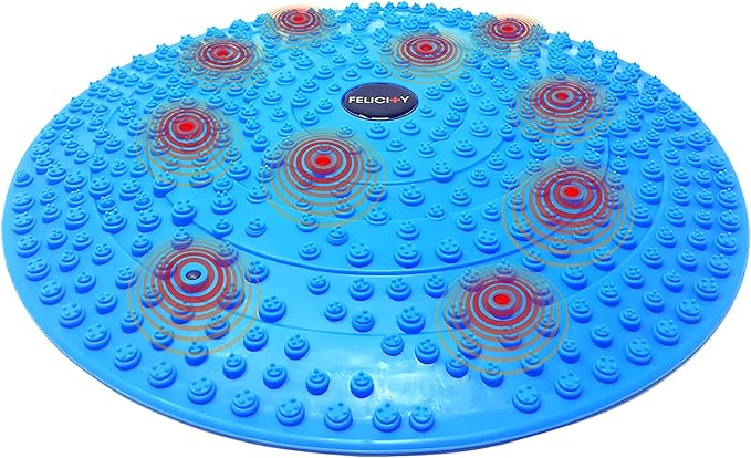Daiwa Felicity Foot Massager Mat - Reflexology Mat with Magnetic Therapy Acupressure Disc - Ergonomic Acupressure Mat for Feet Relaxation, Pressure Point Pad - (Blue)