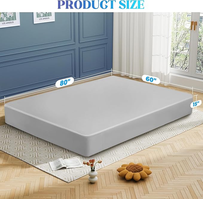 Calmbee Grounding Sheets Queen Size, 10% Pure Silver Fiber + 90% Organic Cotton, Grounding Sheet Earth Connected Bedding (Queen - 60"x 80"x 13" Gray) Fitted Earth Sheets with Grounding Cord