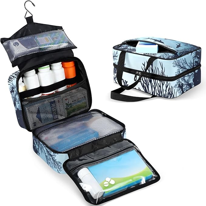 Fustylead Swimming Sharks Ocean Animal Large Medical Storage Bag with Zipper Empty First Aid Bag Trauma Kit for Traveling Hiking Camping Backpacking