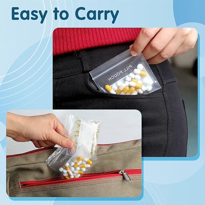 125 Packs Small Pill Bags, Sturdy 6 Mil Thick 3x2.75'' Plastic Bags Jewelry Bags Reclosable, Clear Zip Lock Bags, Resealable Poly Bags for Pill Travel, Beads,Small Craft Pieces, Packaging