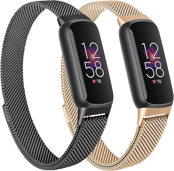 Oumida Mesh Metal Band Compatible with Fitbit Luxe Band, Stainless Steel Adjustable Loop Strap Women Men Replacement Bands for Luxe Health &-Fitness-Tracker