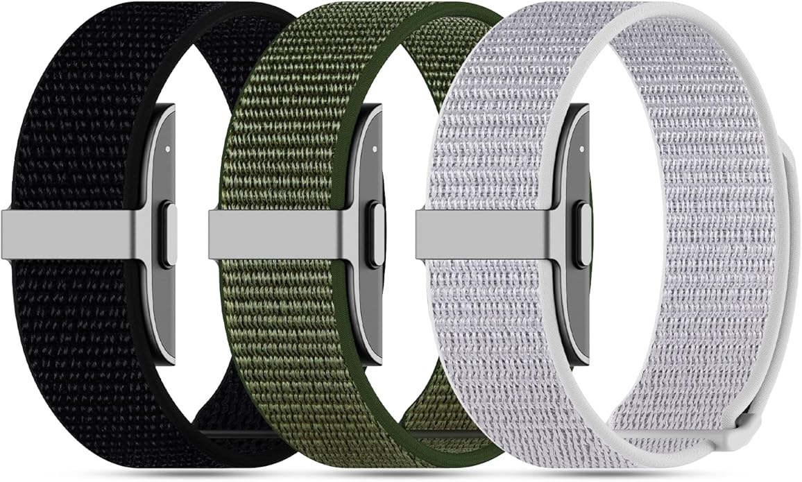 3-Pack Nylon Loop Sport Replacement Bands Compatible with Hume Health Band, Soft Breathable Adjustable Wrist Band for Hume Band Replacement Strap Wristband for Fitness Tracker Women Men