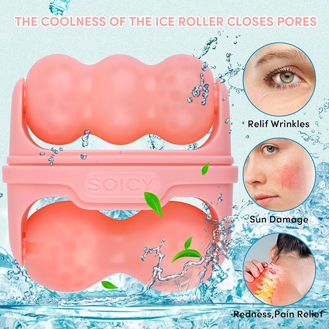 Ice Roller for Face,Eyes,Cooling to Tighten Brighten Complexion,Soothing Skin Care Tool,Massager Under Eye Puffiness,Gift for Women