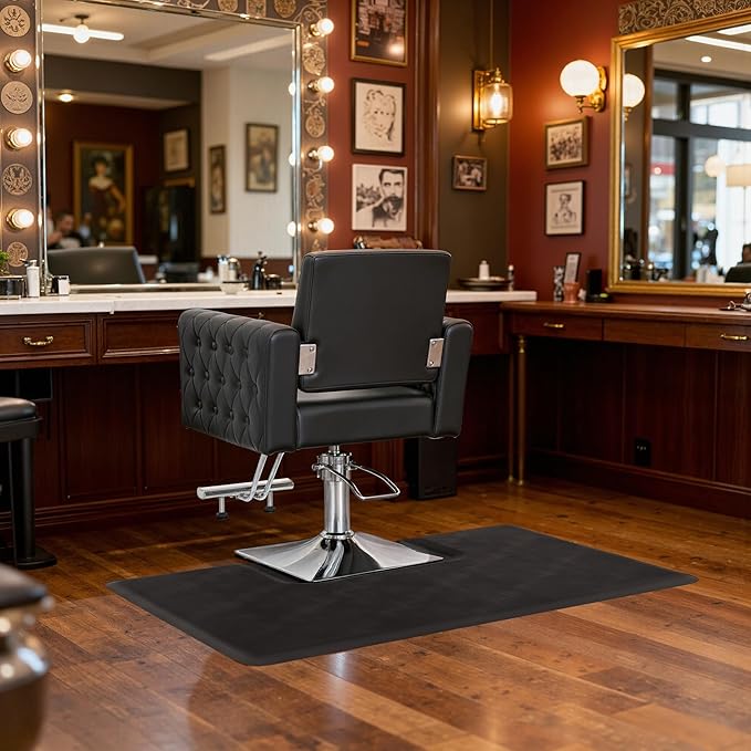 BarberPub Anti-Fatigue Salon Floor Mat for Square Base Chair, PU Comfort Rectangle Barber Standing Mat for Hair Styling, Professional Large-Scale Beauty Salons 0095 (3' x 5' x 5/8")