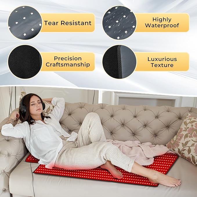 LITDUCK Body Red Light Therapy Mat, Eligible Red Light Therapy Blanket, 2in1 LEDs(660nm& 850nm), Premium Leather, Adjustable Timer & Intensity
