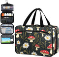 Fustylead Watercolor Amanita Mushrooms and Daisy Travel Pill Bottle Organizer Large Home Storage Medication Bag with Zipper for Vitamins, First Aid, Fish Oil, Medical Supplies