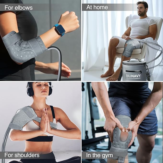 Cold Therapy Machine, Portable Ice Therapy Machine for Knee After Surgery with Programmable Timer & Flow Rate, Quiet Pump, Knee Pad, Cold Therapy Unit for Long-Term Relief and Recovery, Light Gray