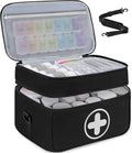 Medicine Organizer Bag, 2 Layer Pill Bottle Organizer Storage Bag Empty, Lockable Medicine Travel Bag with Adjustable Divider, Suitable for Pills, Vitamins, Fish Oil,Medical Supplies