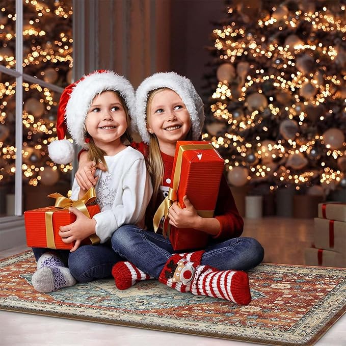 Collive Boho Kitchen Mat 2PCS, Cushioned Anti Fatigue Kitchen Mats for Floor Waterproof Kitchens Rugs Set of 2, Non Slip Comfort Standing Mat for Office, Sink, Laundry, 17.3"x29"+17.3"x59"