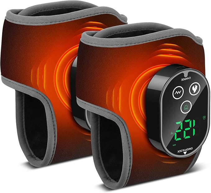2PCS Cordless Foot and Ankle Massager with Heat, Ankle Heating Pads, Rechargeable Heated Foot Brace Wrap, 3 Vibration and 4 Heating Modes