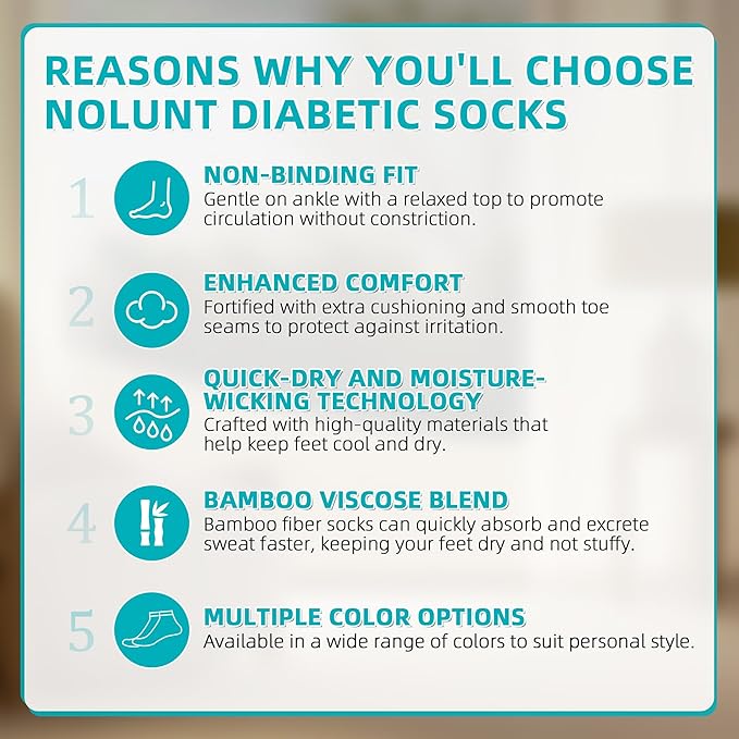 Diabetic Socks for Men,4 & 6 Pairs Low Cut Bamboo Viscose Wide Mens Diabetic Socks Size 9-11 10-13