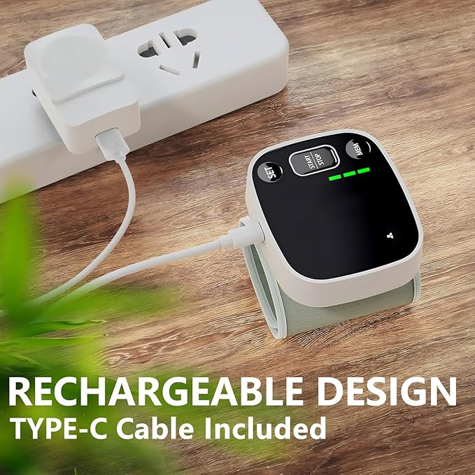 Oklar Blood Pressure Monitors for Home Use Rechargeable Wrist Digital BP Machine Cuff with LED Backlit Display, Voice Broadcast, 240 Memory Storage for 2 Users with Carrying Case