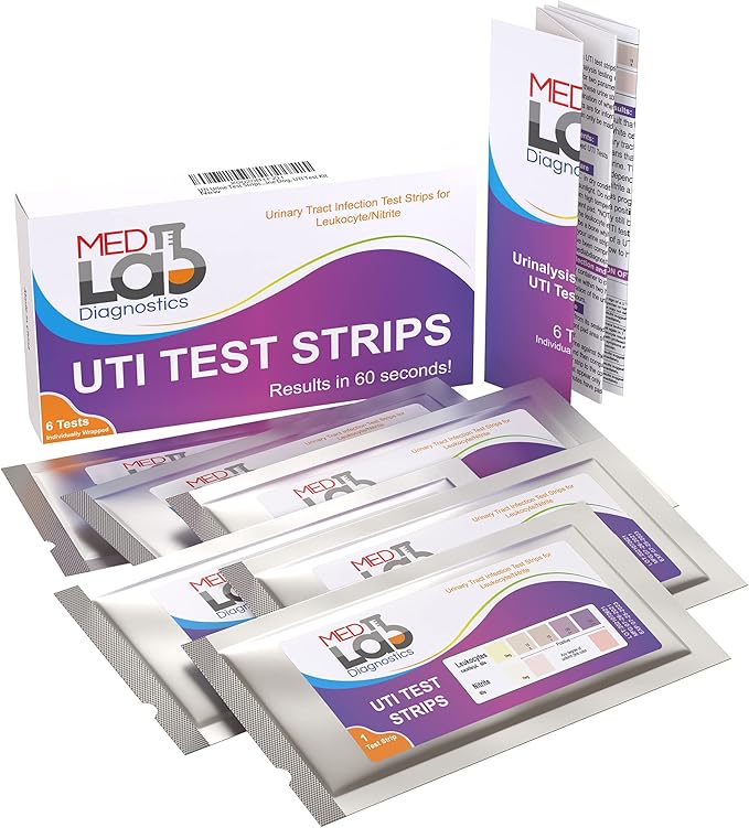 UTI Test Strips(Pack of 6) Individually Wrapped Urinary Tract Infection Urine UTI Test Kit for Women, Men, Kids Cats and Dogs