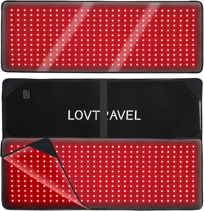 LOVTRAVEL 360pcs LED 660nm Red Light and 850nm Near Infrared Light Therapy Devices Mat Large Wearable Pads Wrap for Body Pain Relief