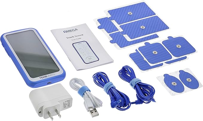OMEGA Touch TENS Unit & Muscle Stimulator Combo Unit, 24 Modes for Pain and Muscle Relief, Rechargeable Pulse Massager with Electrodes Pads…