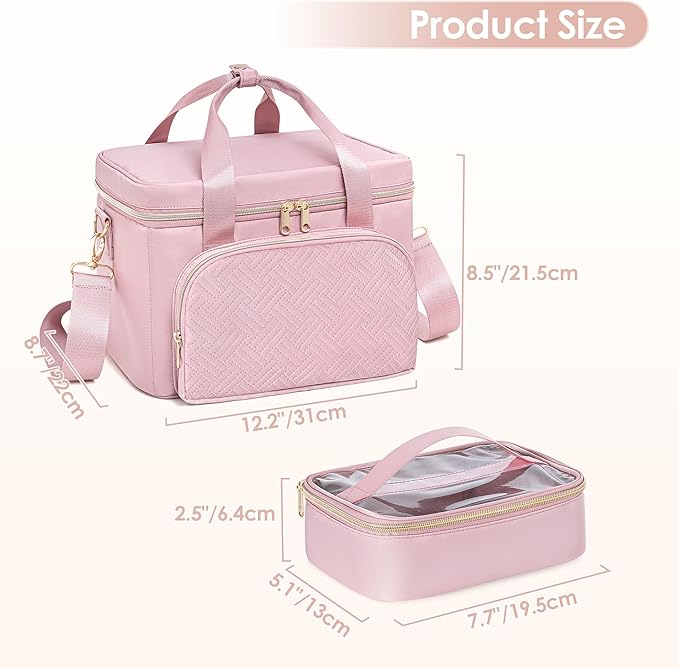 Medicine Storage Bag with 2 Medical Bags, Pill Bottle Organizer Bag Empty First Aid Bag for Travel, Home Healthcare, Pink(Empty Bag Only)