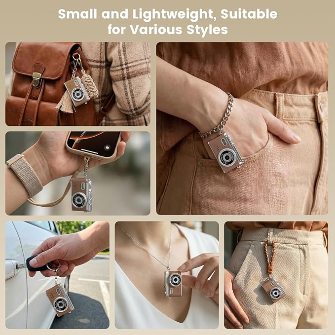 Mini Digital Camera Keychain, 1080P Y2k Keychain Camera with 0.96" Screen, Portable 20g Vintage Camcorder for Vlogging, Travel, Concerts and EDC, Retro Tiny Video Camera with Flash, 32G SD Card,Type-C