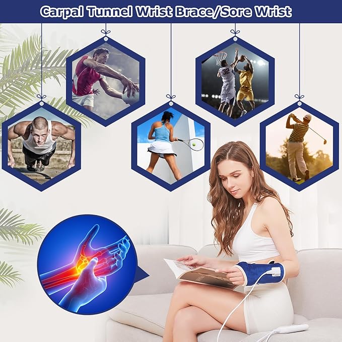 CAMECO Heating Pad for Wrist Pain Relief, Heated Wrist Wrap for Carpal Tunnel, 10-90Min Timer