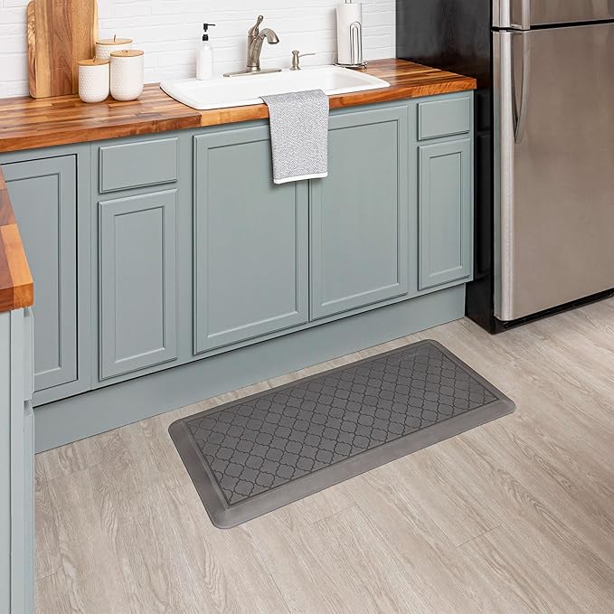 Tempur-Pedic Ultra Comfort Anti-Fatigue Lattice Pewter 1' 8" x 3' 6" Kitchen Floor Mat Cushioned Ergonomic Standing Desk Mat Waterproof Non-Skid Foam