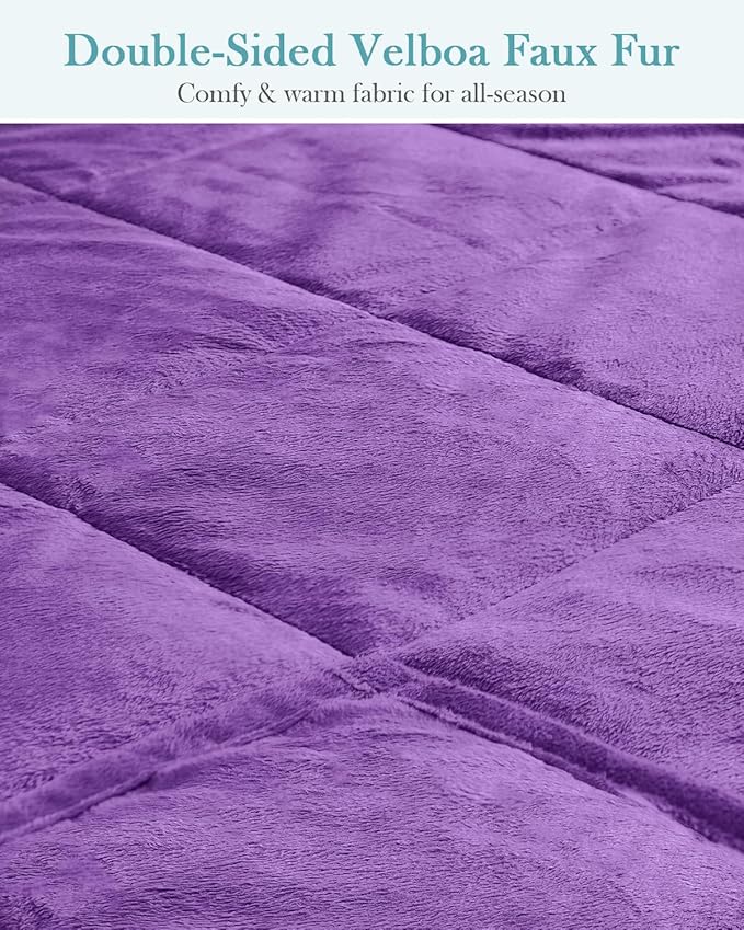 Topblan Flannel Weighted Blanket, 12lbs, Purple, Twin Size, Adult Heavy Blanket for Sleeping and Calming, Soft Warm Fabric, 48 x 72 inches