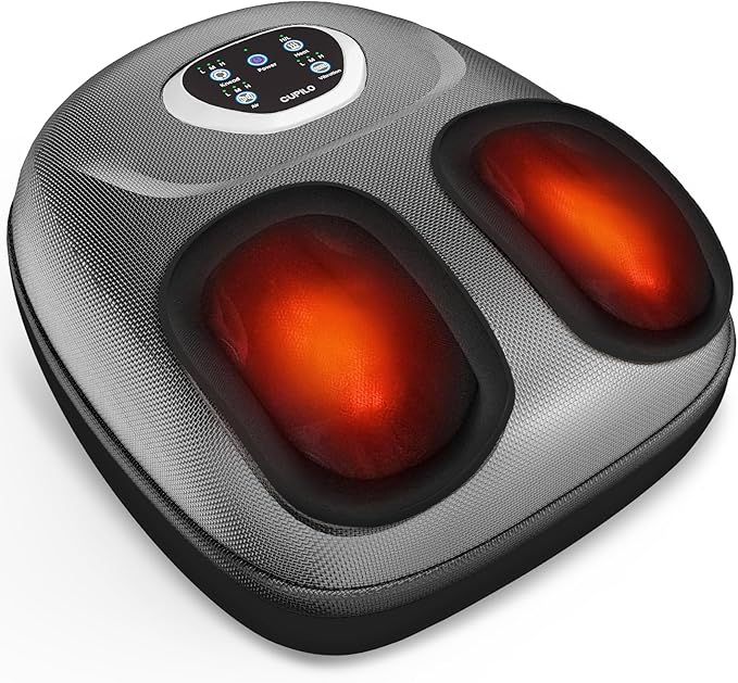 FSA Eligible Foot Massager for Neuropathy, HSA Store Feet Massager with Heat, Vibration & Compression, Deep Kneading for Tired Feet, Birthday Gifts for Women Men（Gray）