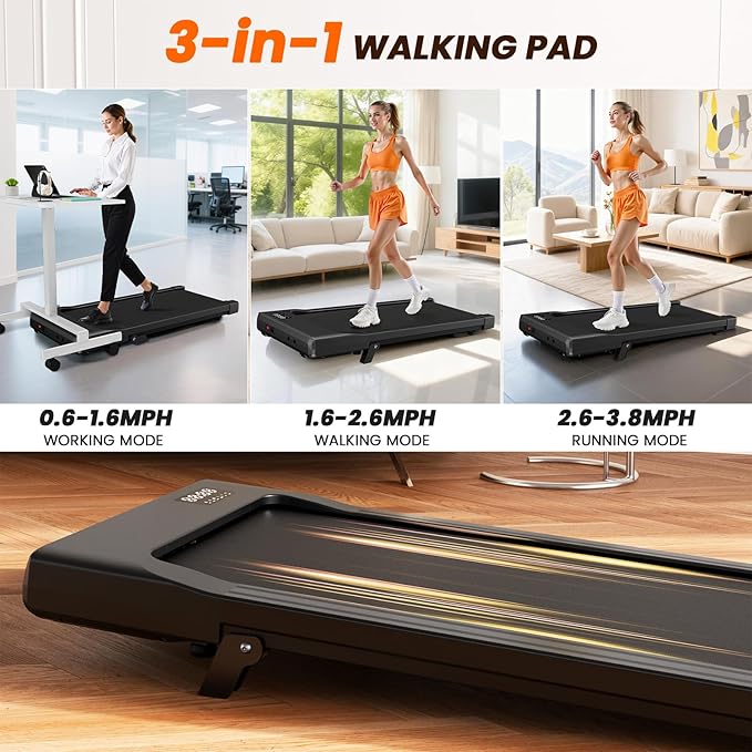 MJWW Walking Pad with Incline, 6% Manual Incline Under Desk Treadmill 3-in-1 for Home Office, Walking Pad Treadmill with 2.5HP Quiet, LED Display & 300LB Capacity