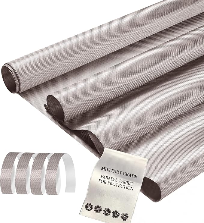 Faraday Fabric 43" x 196" Faraday Cloth Military Grade Protection Fabric for Phone Signals, WiFi, Bluetooth, GPS, EMP & RF Signals