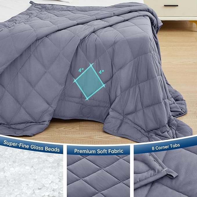OMYSTYLE Weighted Blanket for Adults (25lbs, 60''x80'') - Queen Size Heavy Throw Blanket, Breathable and Cooling Microfiber Material with Premium Glass Bead for All Season Use, Machine Washable, Grey