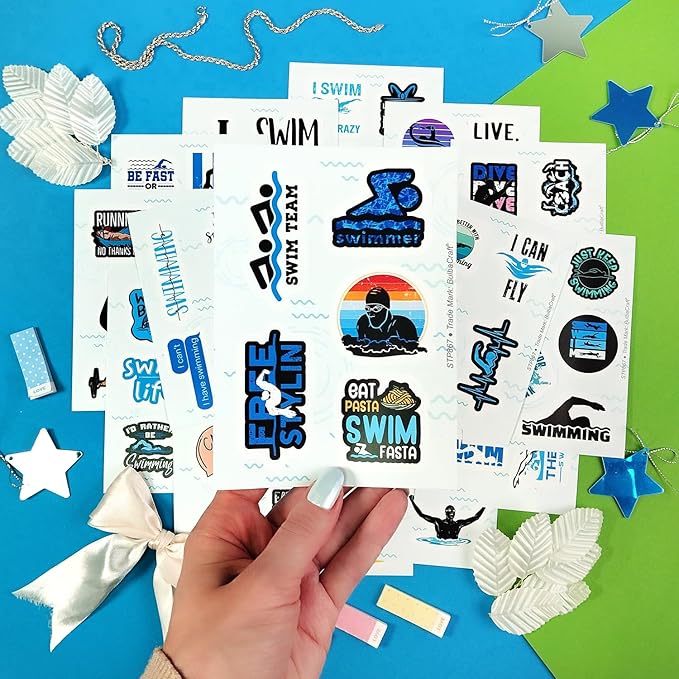 BulbaCraft Adult Swim Stickers, Swimming Stickers, Swimmer Decals, Swimmer Gifts, Swim Party Favors, Gifts for Women & Men
