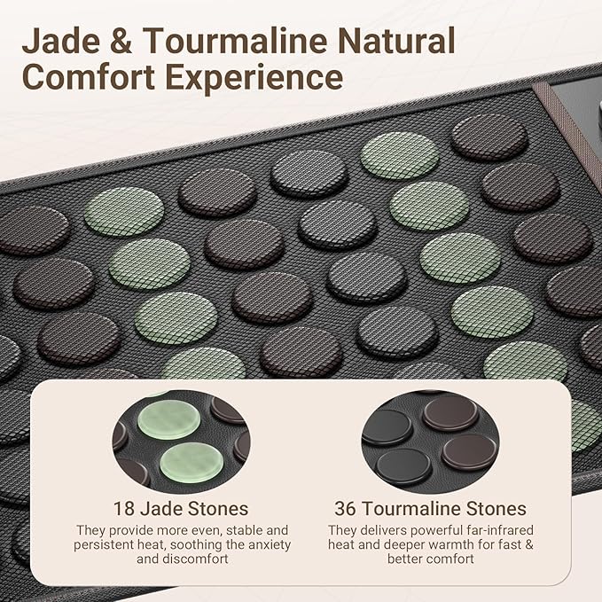 Comfytemp Extra Large Far Infrared Heating Pad 17"×33" for Back Full Body, FSA Eligible HSA XXL Electric Heat Pad with Jade Tourmaline Natural Stone Deeper FIR Heat, 6 Heat 8 Timer, Gift for Women Men