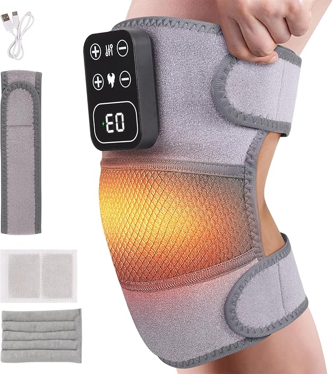 H&B Luxuries Heated Knee Massager 1 Pack – Cordless Knee Heating Pads with Vibration Massage, Pain Relief, Arthritis & Muscle Recovery