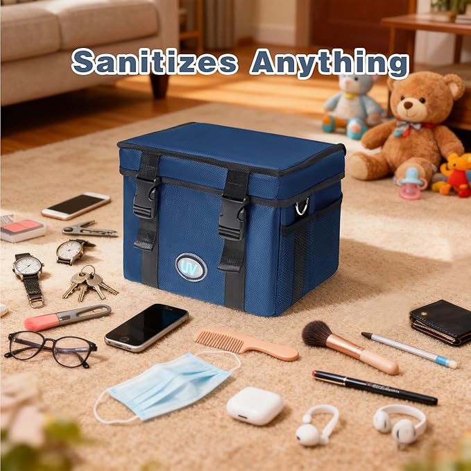12L UV Sanitizer Box, Portable Sanitizing and Cleaning Machine with 3-Level Timer, Foldable UV Cleaner Box for Household Use, Ozone Free UV Cleaning Machine