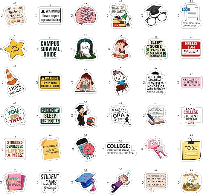 100Pcs College Stickers for Water Bottles, for Laptop, for Planners - Party Supplies for College - Gift for Women & Men