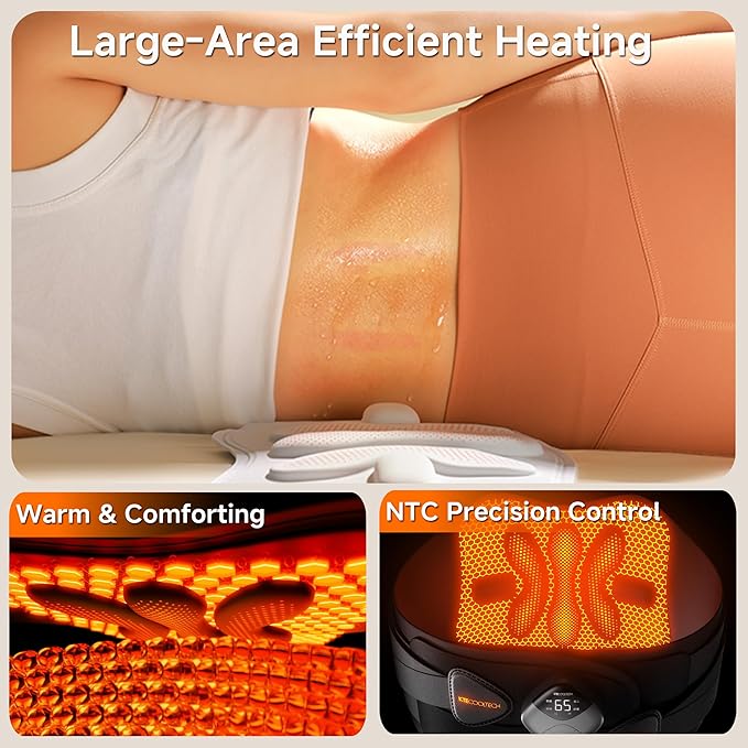 Heating Pad for Lower Back -45" Cordless Massager Heat Belt-Portable Massage Support Heated Relief Pain Cramps-4 Heat & Vibration Brace Wrap Women Men Christmas Birthday Gifts
