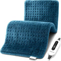 17''x33'' XXXL King Size Heating Pad with 4 Temperature Settings & 2 Auto-Off Countdown Timers, Pain Relief for Back/Neck/Shoulders/Abdomen/Legs, for mom dad (Blue)