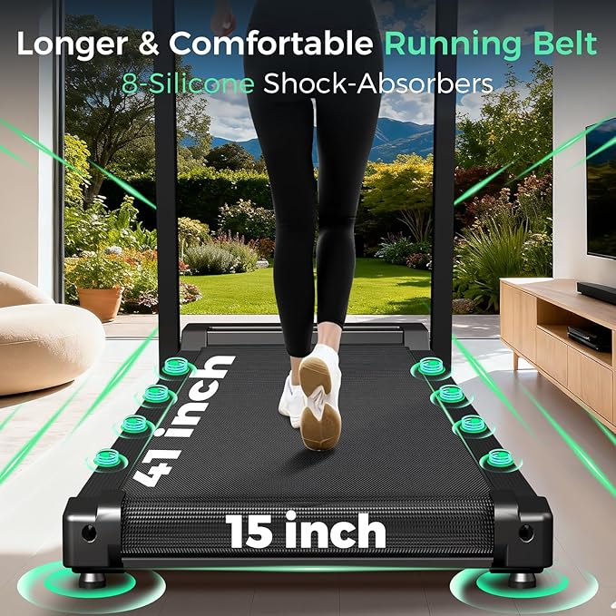 Foldable Treadmills for Home, 3.0HP Walking pad Treadmill with Handle Bar, Portable Electric Treadmill with Handles, 12 Preset Programs, LED Display and 300 lbs Capacity