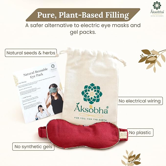 Migraine Eye Mask for Puffy Eyes – Microwaveable Hot and Cold Therapy Eye Pack with Adjustable Strap, Washable Removable Cover, Reusable Cotton Eye Compress for Sinus Pressure