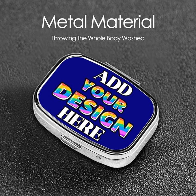 Custom Travel Medicine Organizer, Medicine Pill Box Case Container Travel Pill Holder Vitamin for Purse Med Wallet Portable Mini Pastillero Square, Navy, Customized Gifts