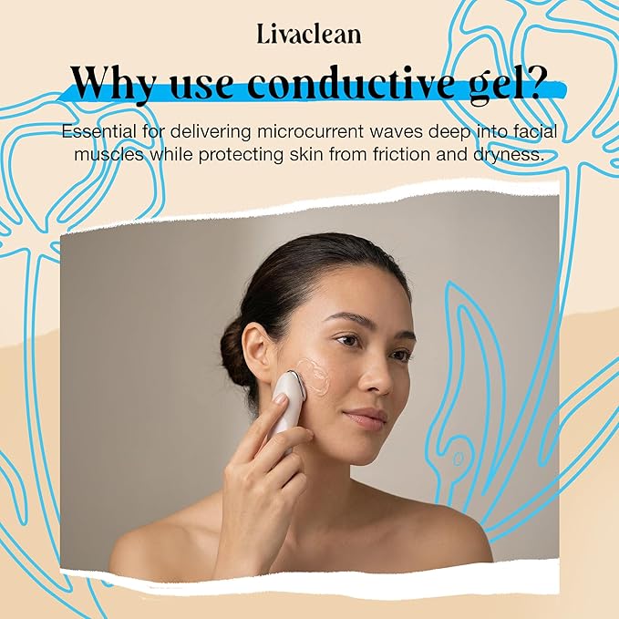 2 Pack Conductive Gel for Microcurrent | 8Oz & 3Oz TENS Gel Conductor Facial w/Aloe Vera, Hyaluronic Acid, Blue Tansy & Jojoba Oil | Hydrating, For All Skin Types| For Microcurrent & RF Facial devices