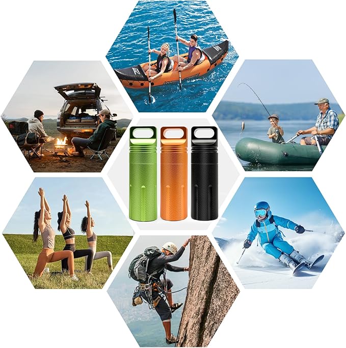 Pill Holder Keychain Container,Portable Aluminum Alloy Waterproof Pill Box for Purse Pocket,Large Capacity Pill Case for Outdoor Travel Camping Daily Use-3PCS