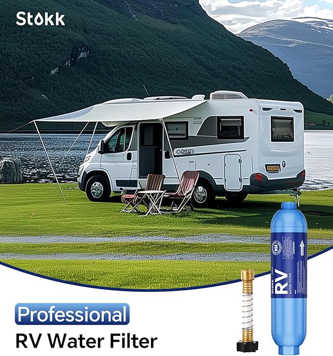 Stokk RV Water Filter, NSF Certified, RV Inline Water Hose Filter, Garden and Camper Water Filter, Greatly Reduces Bad Taste, Chlorine, Odor, Rust and Sediment, 4 Pack