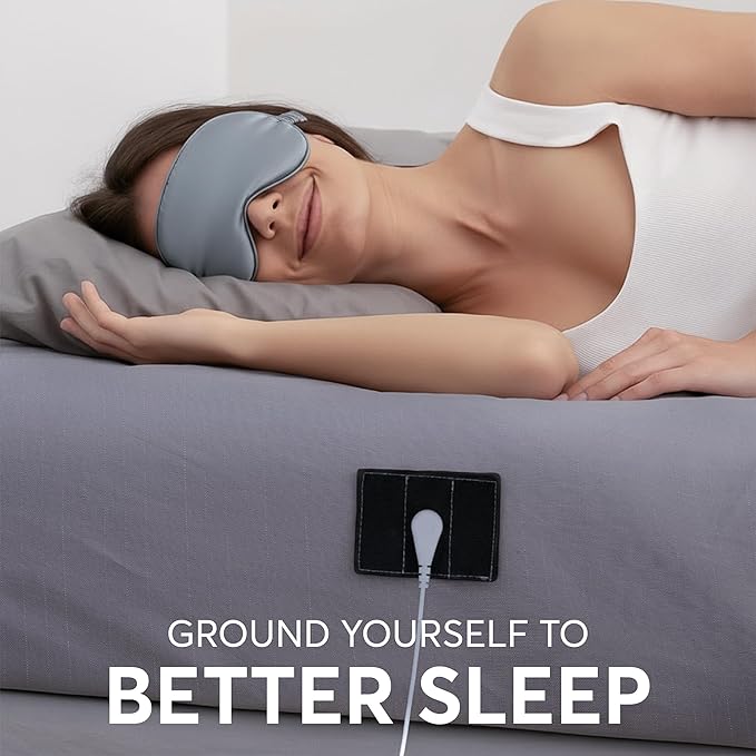 Emberix Grounding Sheets King Size, 12% Pure Silver Fiber Earthing Bed Sheet, 88% Cotton Soft & Breathable, Grounded Sheets Deep Pocket 15" with Eye Masks & Ear Plugs for Rest & Wellness (Gray)