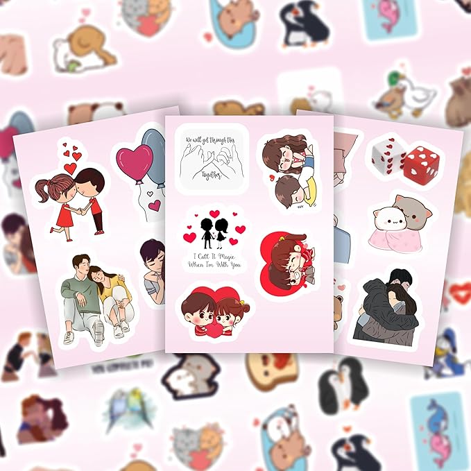 BulbaCraft Couple Stickers, Love Stickers for Water Bottle & Laptop - Couple Party Supplies & Decorations, Waterproof Vinyl Decals, Love and Relationship Decals, Gifts for Women & Men