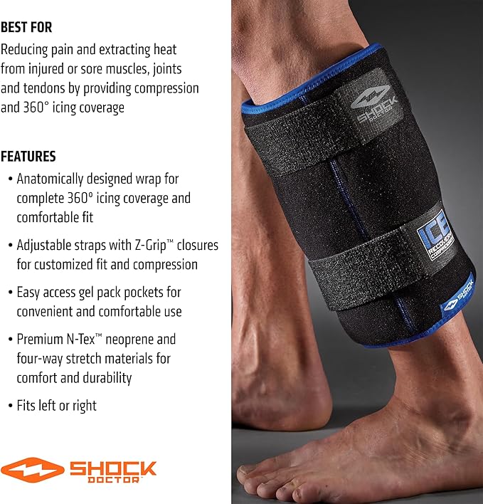 Shock Doctor Ice Recovery Compression Wrap (Pack of 3), Black, One Size