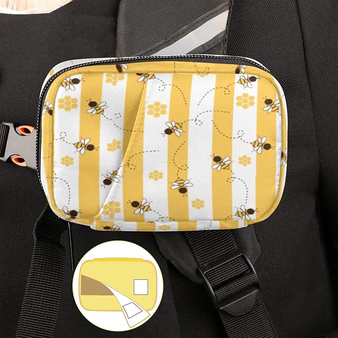 Cute Bee Pill Case - Yellow 7 Day Weekly Medicine Organizer, Travel Size Vitamin Container, Compact Portable Holder With Zipper